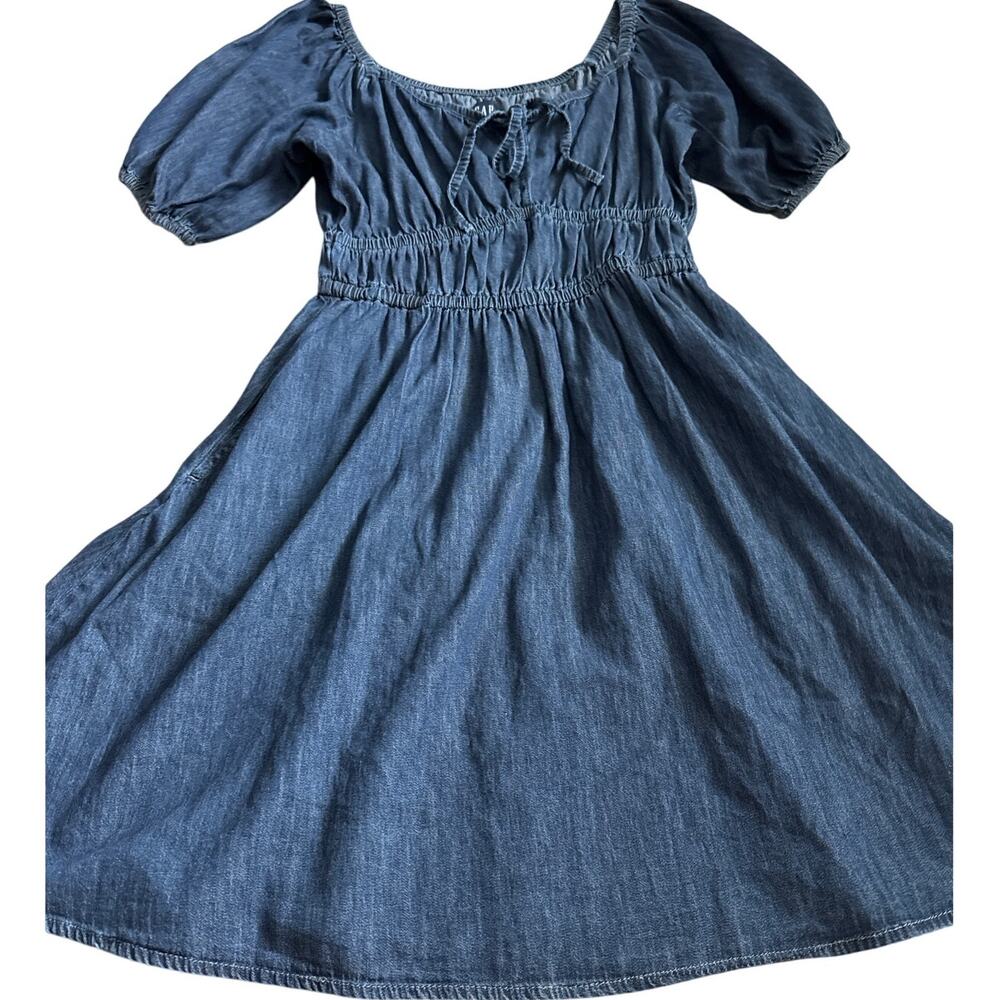 GAP Smocked Denim Mini Dress Dark Wash Size Medium Tall - Picture 4 of 12